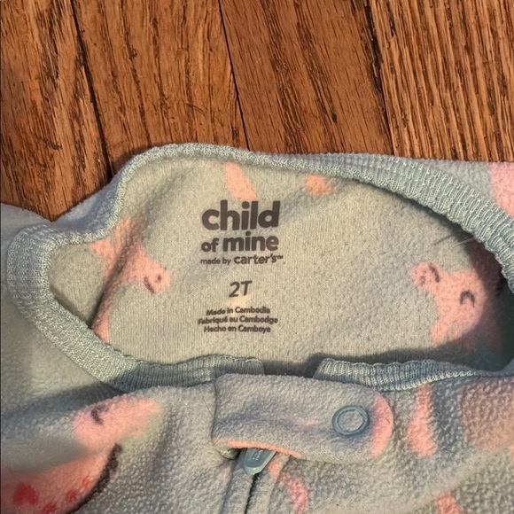 Carter's Cozy Blue and Pink and Purple Footies Pajamas - Picture 6 of 9